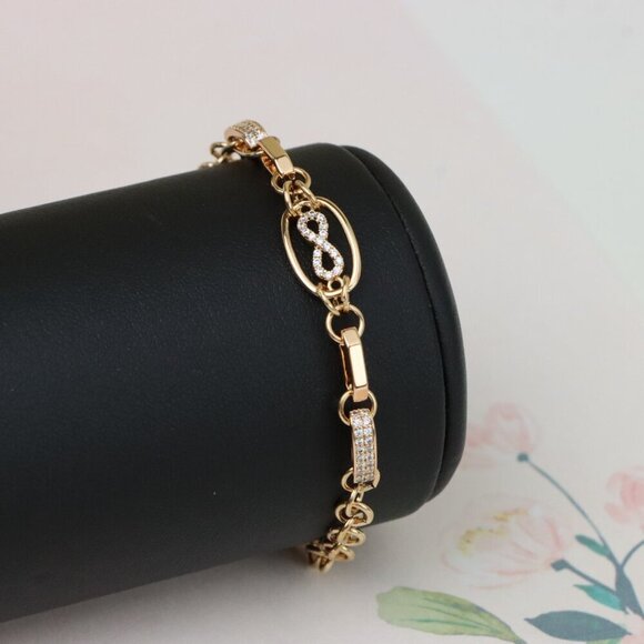 "Rose Gold Infinity Link Bracelet with Adjustable Chain, XPBL0930 - Picture 8 of 12
